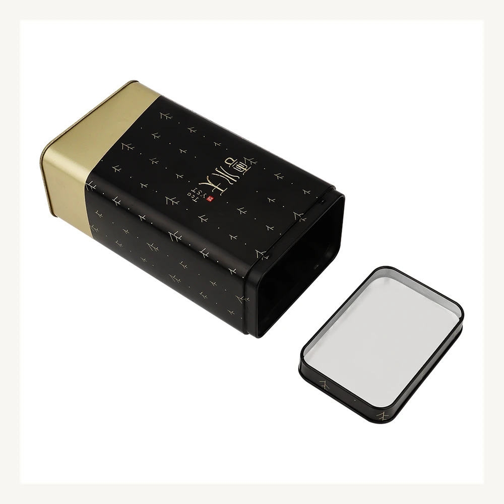 Black & Gold Rectangular Tea Tin