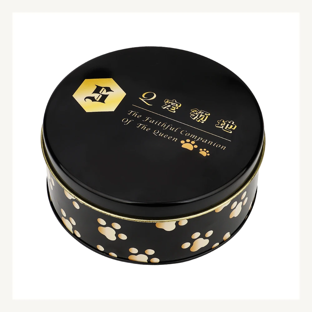 Black & Gold Round Tea Tin