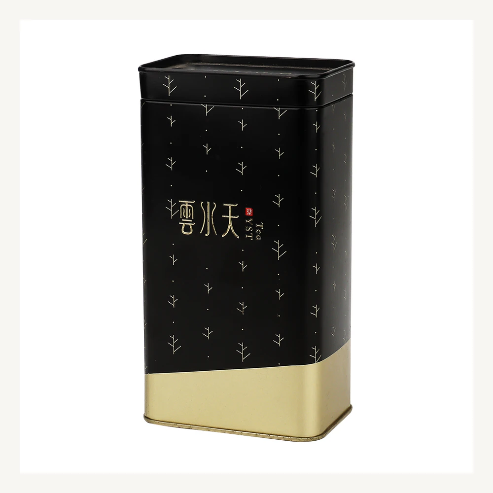 Black & Gold Tall Tea Tin