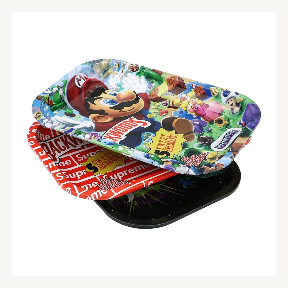 Cartoon-Print Rectangular Metal Tray Set