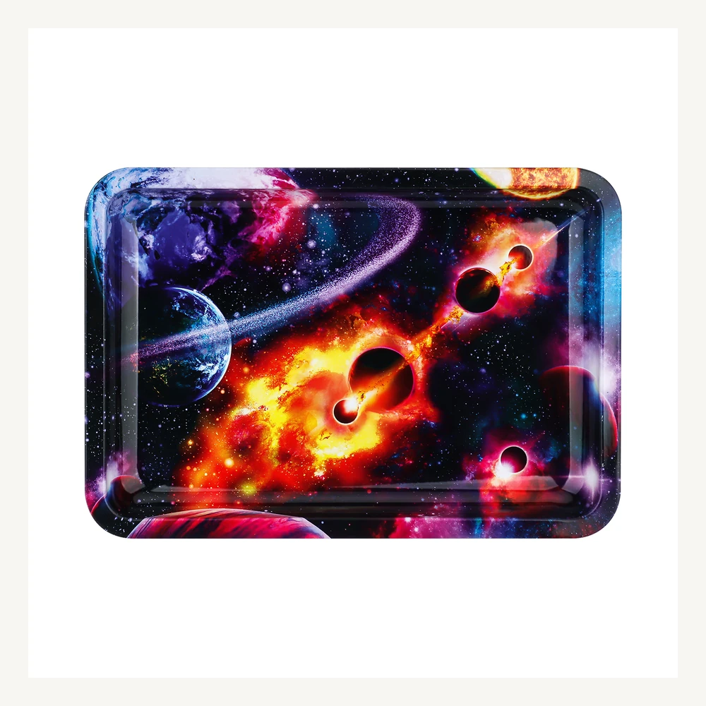 Galaxy-Print Rectangular Metal Tray