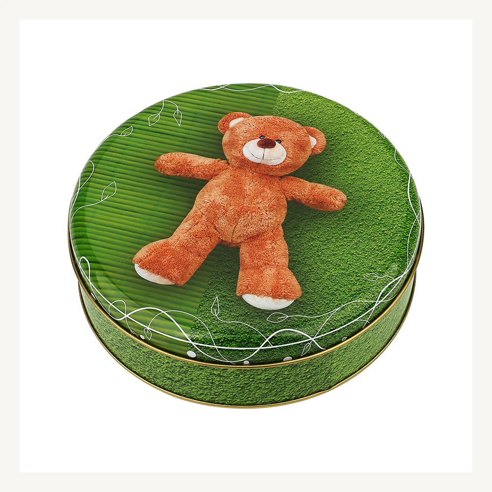 Green Teddy Round Gift Tin