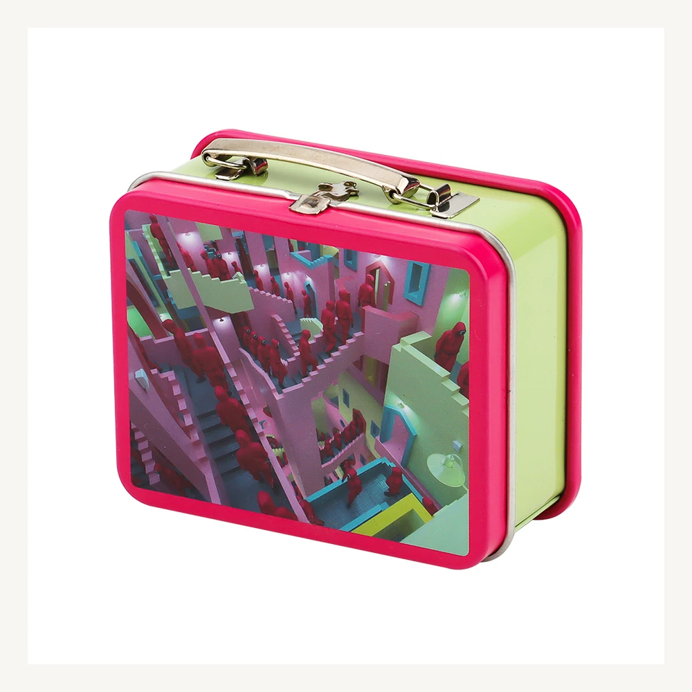 Pink Graphic Suitcase Tin