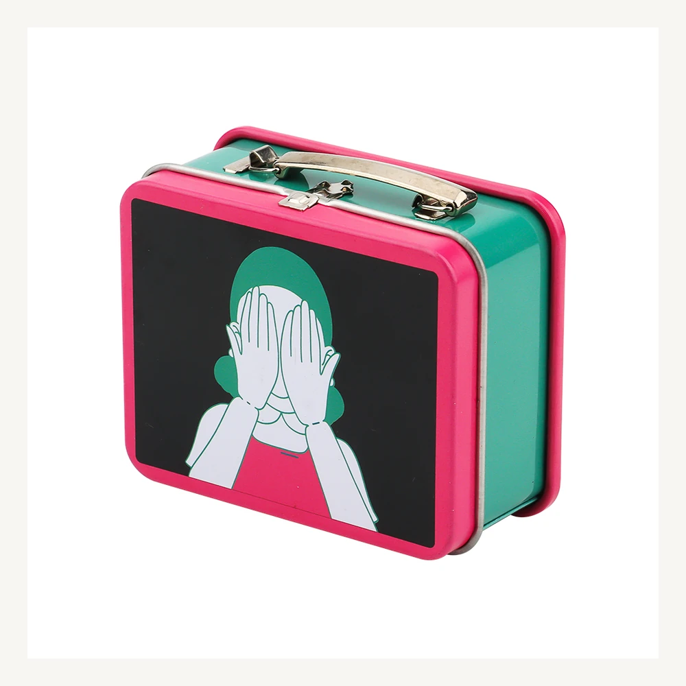 Teal Character Suitcase Tin