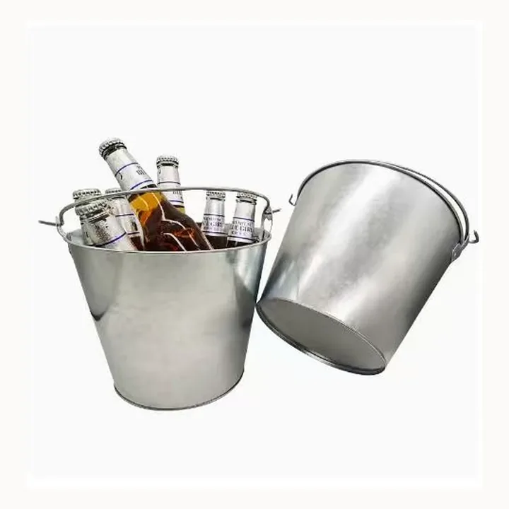 Custom 5 L Round Tinplate Ice & Beer Bucket with Handle by Baoyue