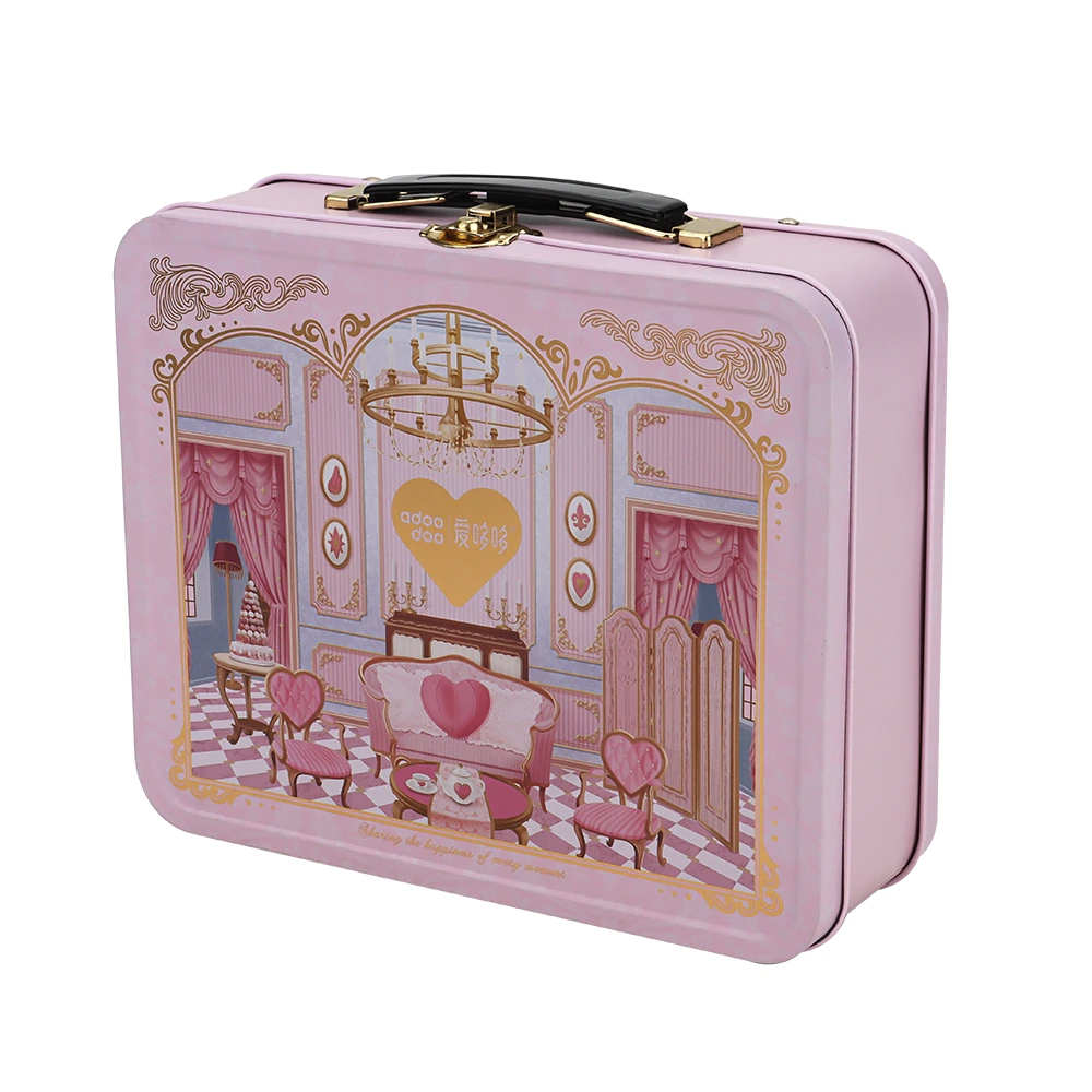 Illustrated Pink Suitcase Tin for Children’s Gift Sets