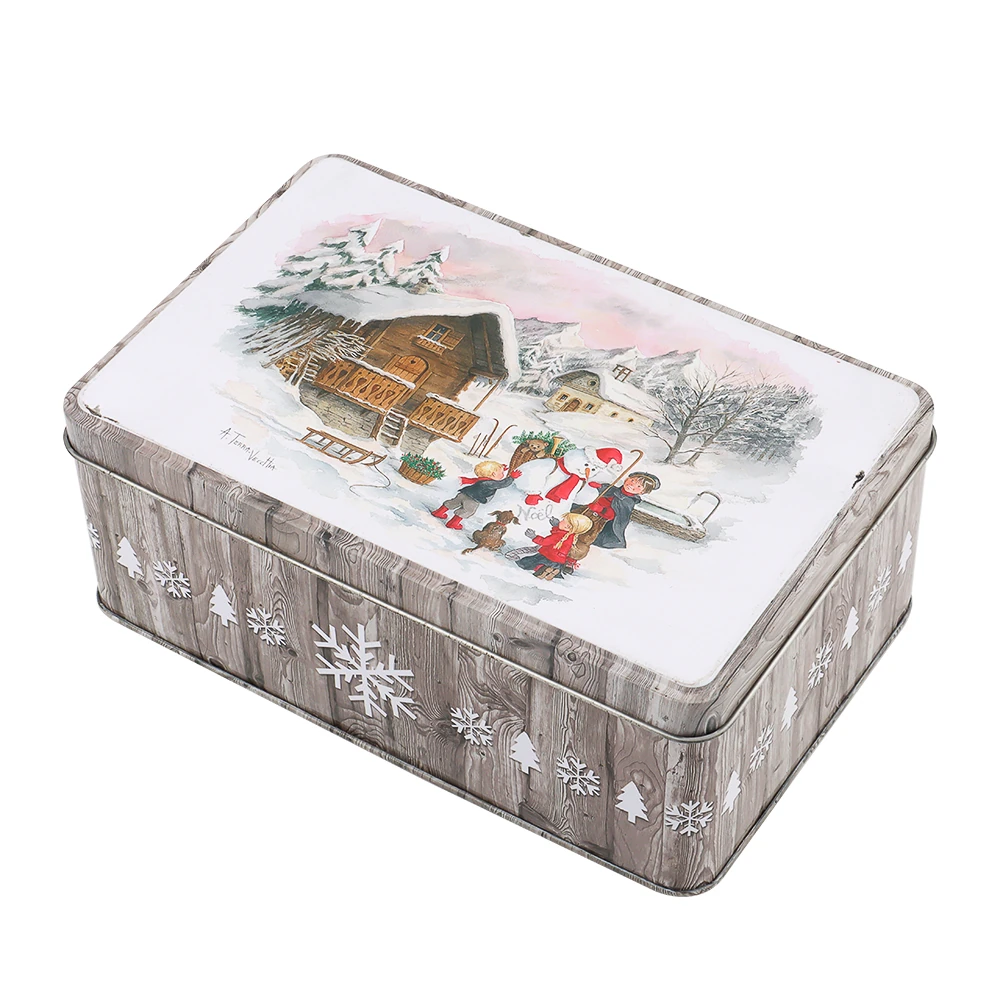 Winter Illustration Square Tin for Biscuits & Holiday Gifts