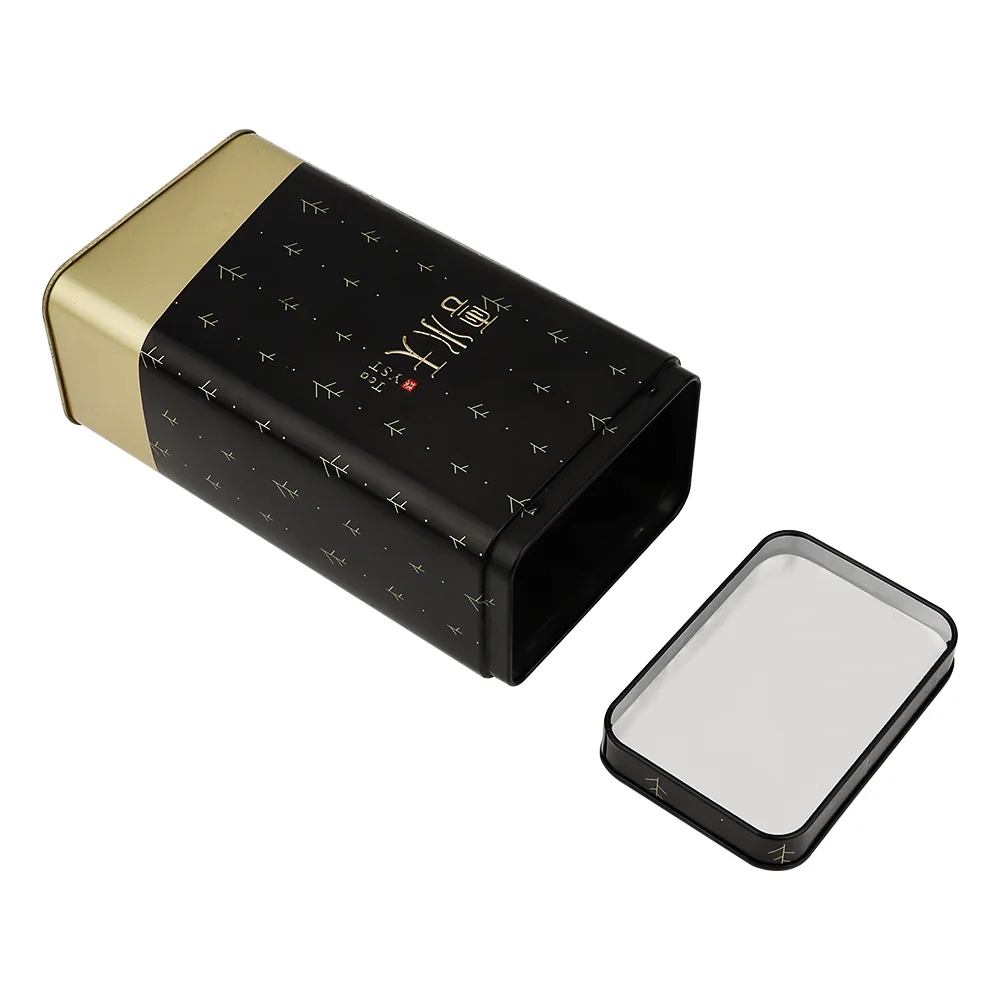 Black and gold custom tea tin by Baoyue