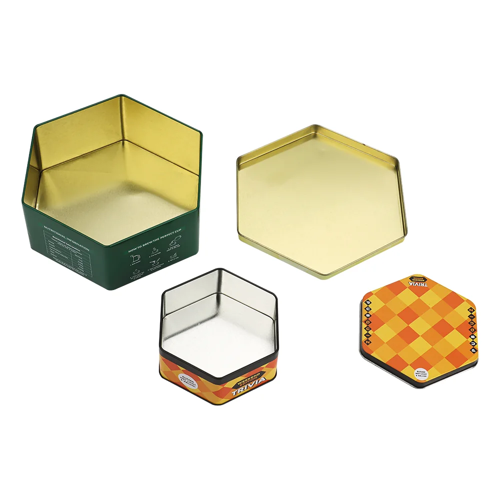 Hexagonal custom gift tin by Baoyue