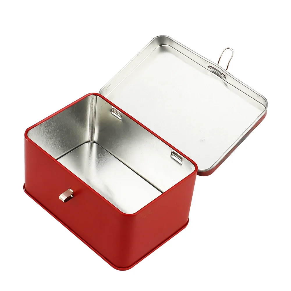Hinged Red Locking Tin by Baoyue Can Making