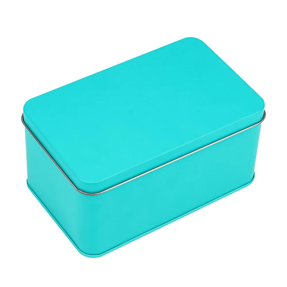 Turquoise Rectangular Tin Box by Baoyue Can Making
