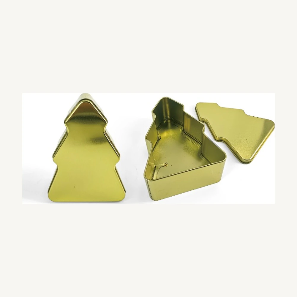 Gold Christmas Tree Gift Tin