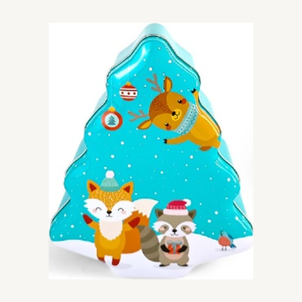 Illustrated Christmas Tree Gift Tin