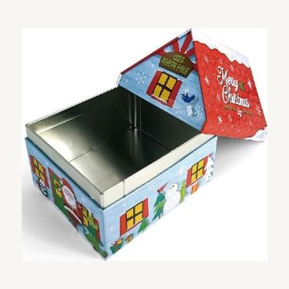 Christmas House Gift Tin — open view