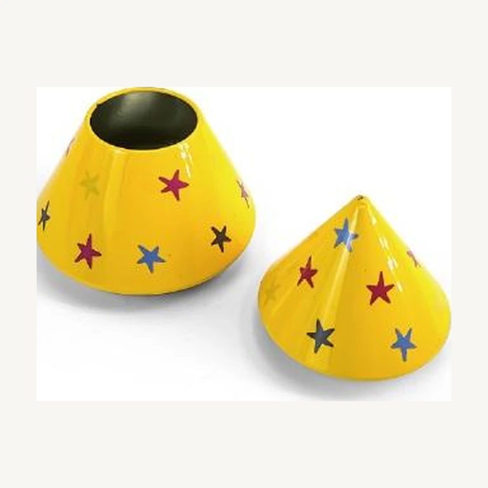 Yellow Cone Christmas Tree Tin — open view