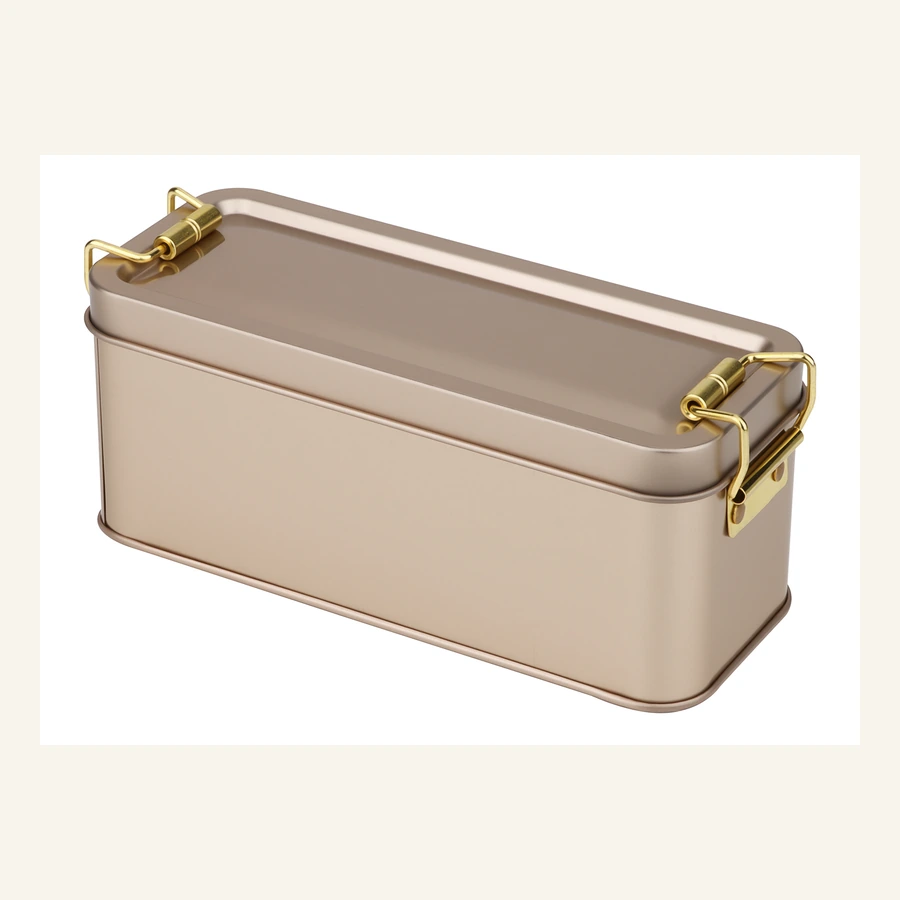 Champagne gold latched presentation tin