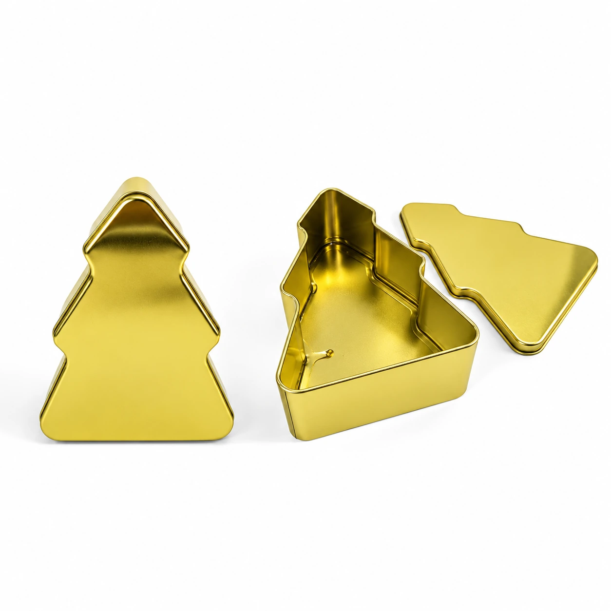 Gold Christmas Tree Gift Tin