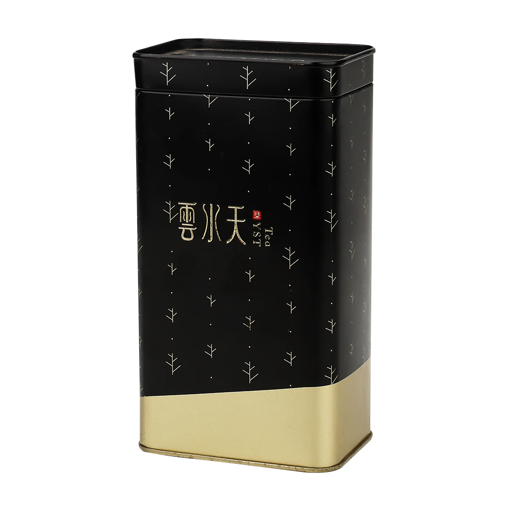 Black & Gold Tall Tea Tin