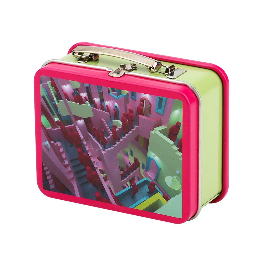 Pink Graphic Suitcase Tin