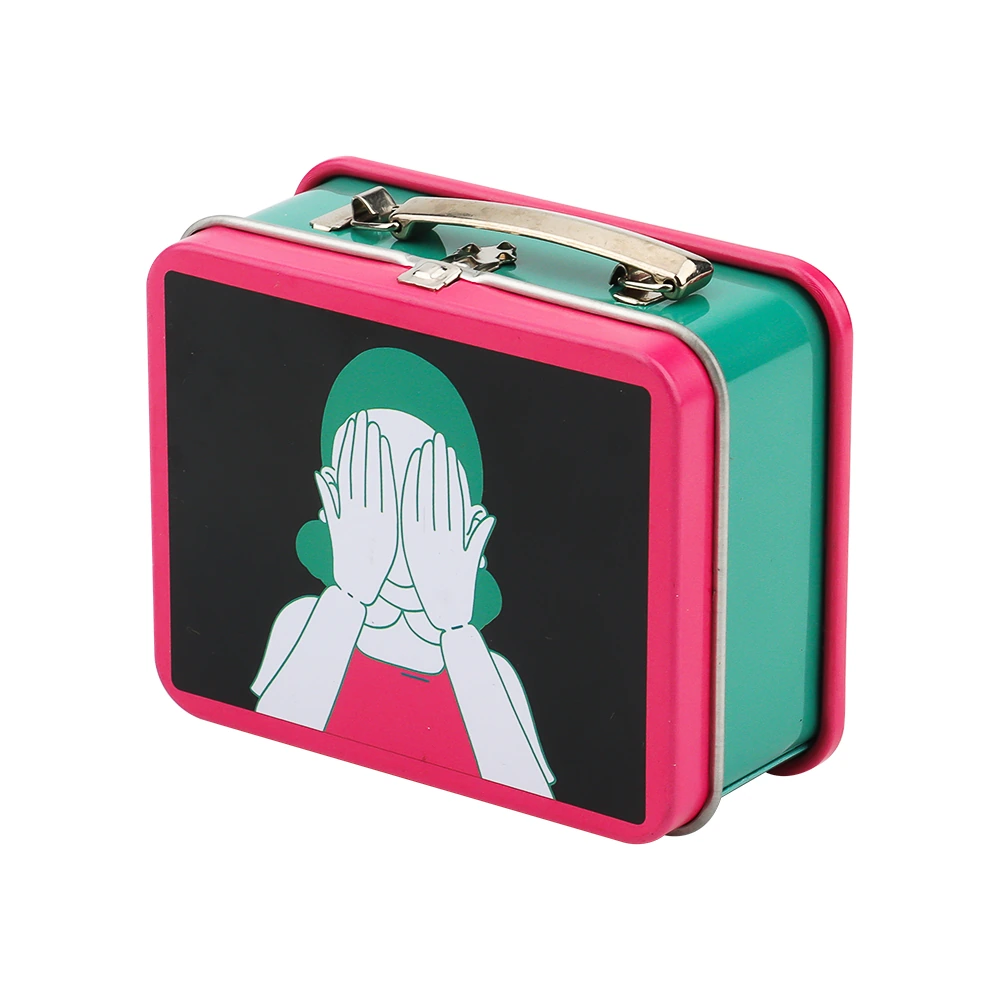 Teal Character Suitcase Tin