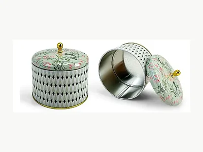 Floral round tea and confectionery tin reference BY-RD-018