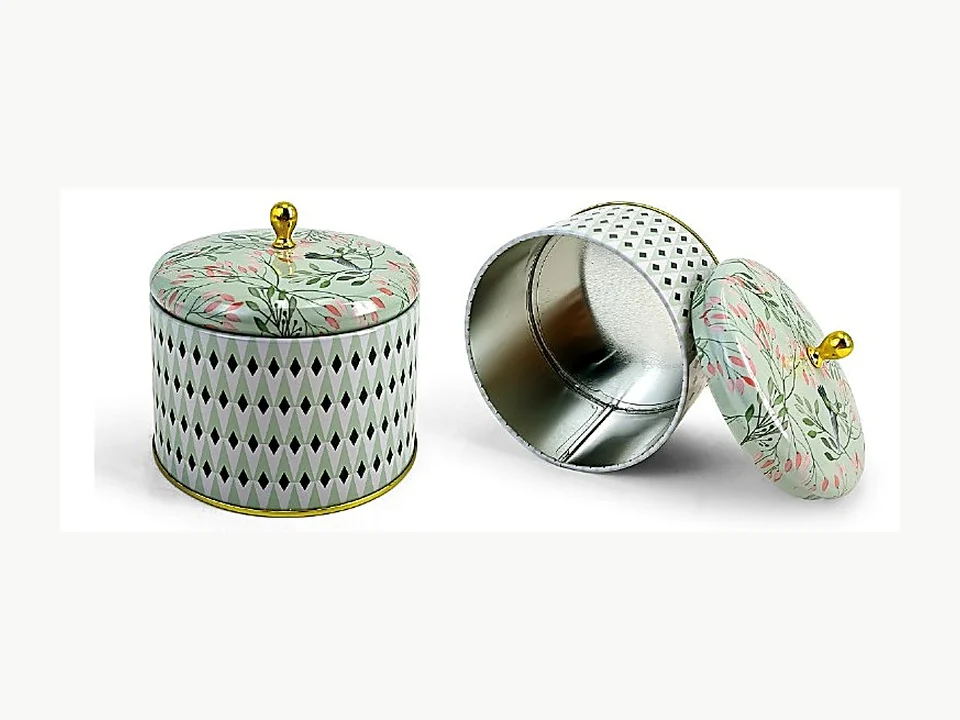 Floral round tea and confectionery tin reference BY-RD-018